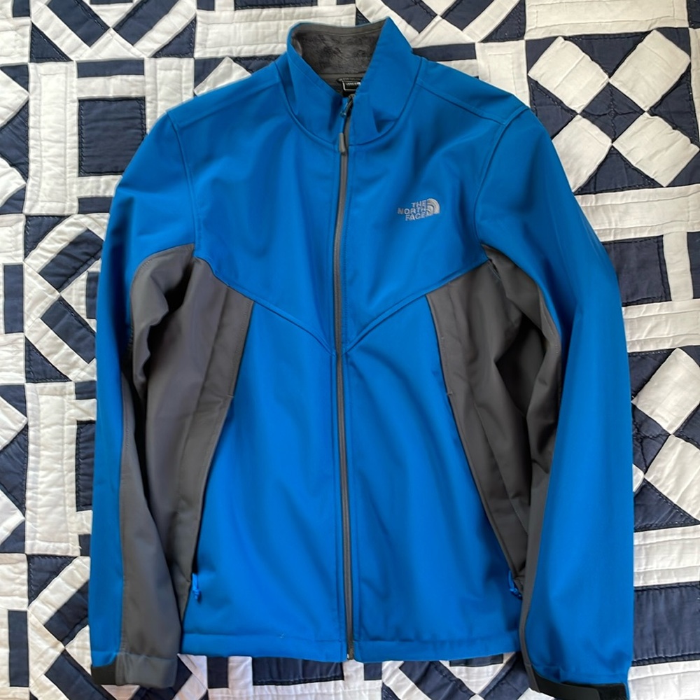 North Face Men’s Large Waterproof Rain Shell Lined Blue Gray Mint Jacket Coat